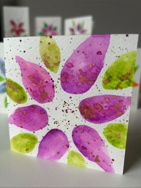 🆓 *🌺🎨 (6) Watercolour Floral Art Set - Bright Multicolor Blossoms 🎨🌺